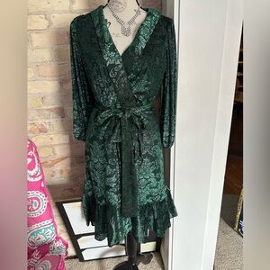 Nanette Lepore Green Floral Midi Dress